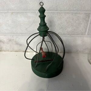 Vintage Made Of Wood Wire Decorative Birdcage With Wood Bird Hanging Farmhouse